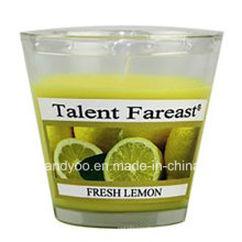 Vela de soja fresca de limão perfumada em vidro